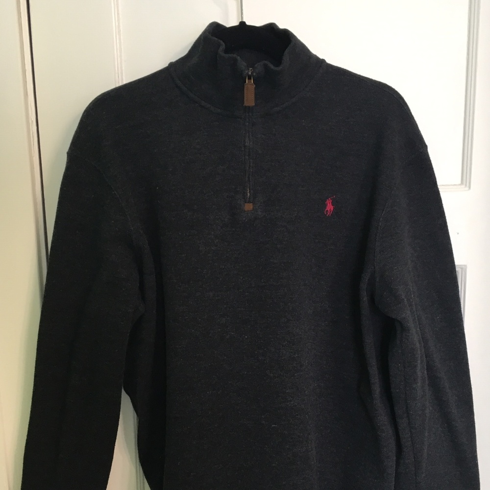 Ralph Lauren L - Quarter Zip Charcoal Gray Sweater
